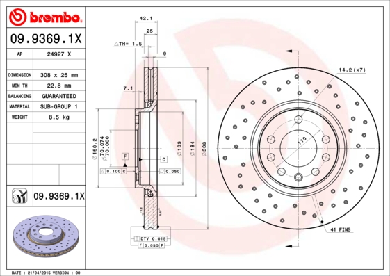 Brembo Remschijven 09.9369.1X