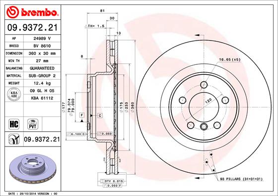 Remschijven Brembo 09.9372.21