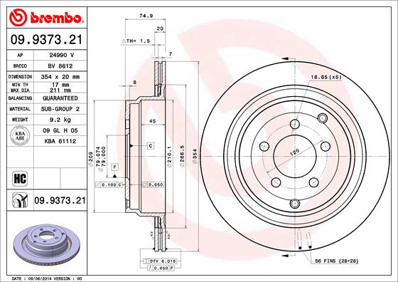 Brembo Remschijven 09.9373.21