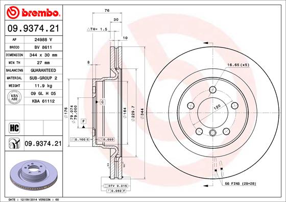 Brembo Remschijven 09.9374.21