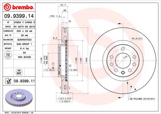 Brembo Remschijven 09.9399.11