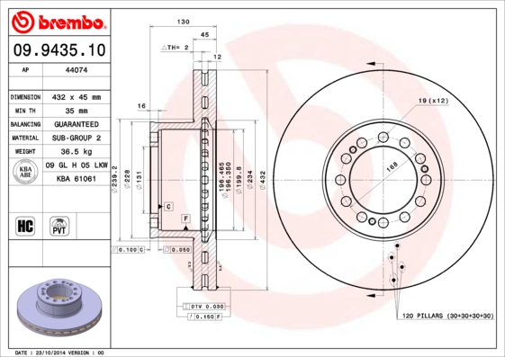 Remschijven Brembo 09.9435.10