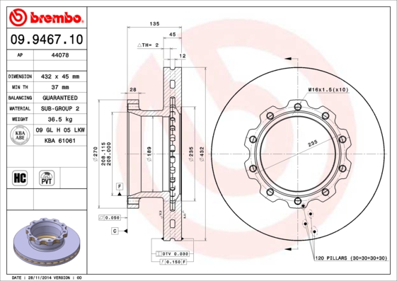 Remschijven Brembo 09.9467.10