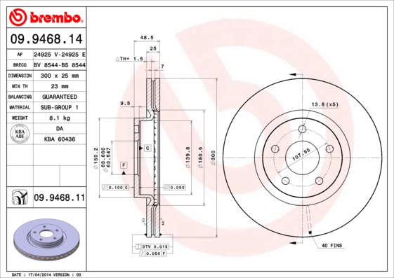 Brembo Remschijven 09.9468.11