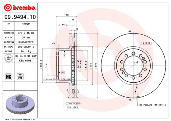 Brembo Remschijven 09.9494.10