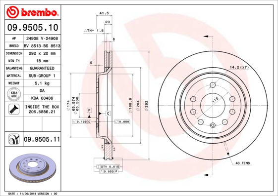 Brembo Remschijven 09.9505.11