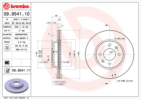 Brembo Remschijven 09.9541.11