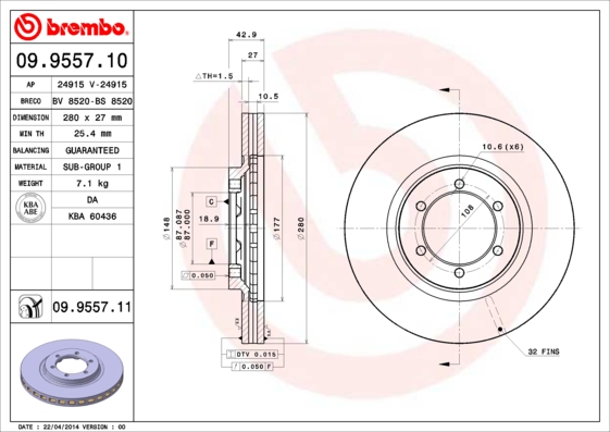 Brembo Remschijven 09.9557.11