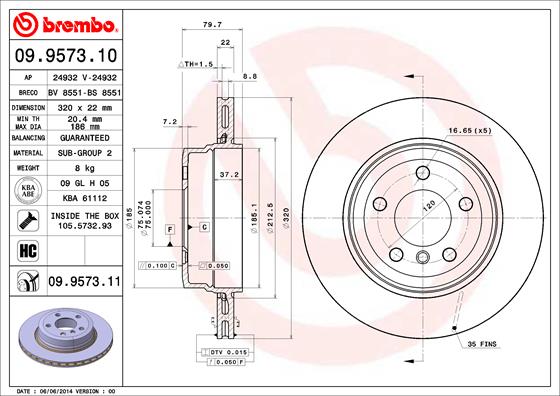 Brembo Remschijven 09.9573.11