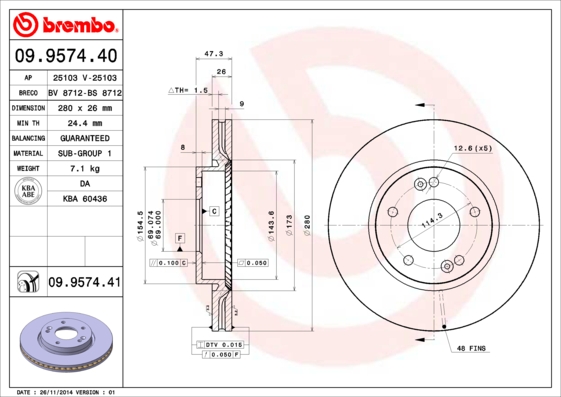 Brembo Remschijven 09.9574.41