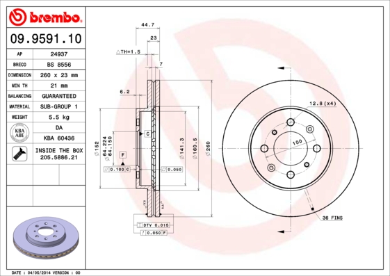Remschijven Brembo 09.9591.10