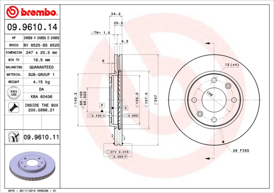 Brembo Remschijven 09.9610.11