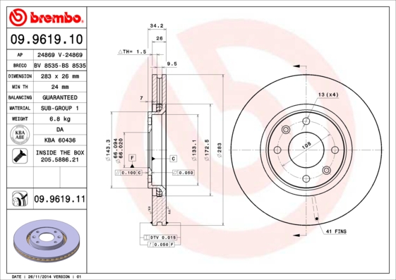 Brembo Remschijven 09.9619.10