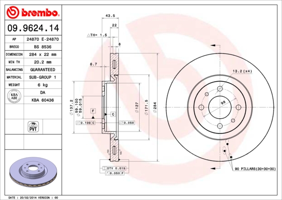 Brembo Remschijven 09.9624.14