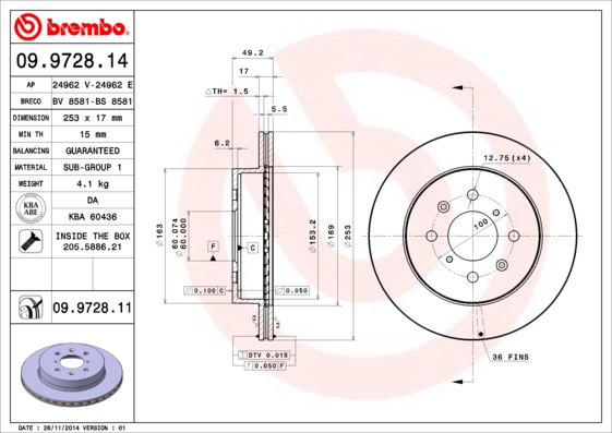 Brembo Remschijven 09.9728.11