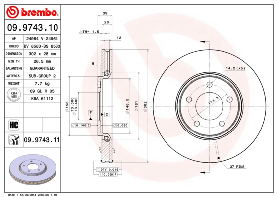 Brembo Remschijven 09.9743.11