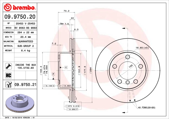 Brembo Remschijven 09.9750.21