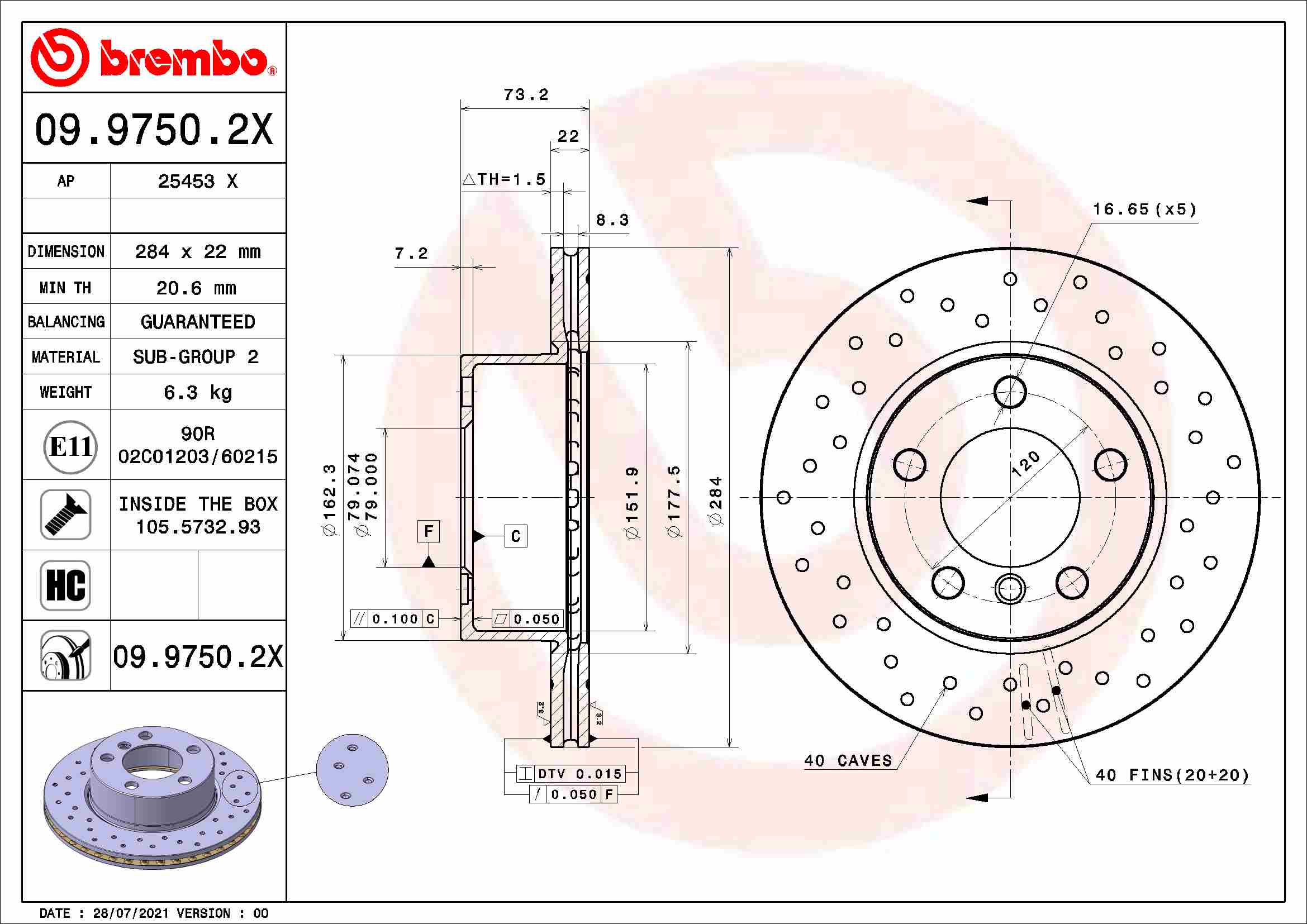 Remschijven Brembo 09.9750.2X