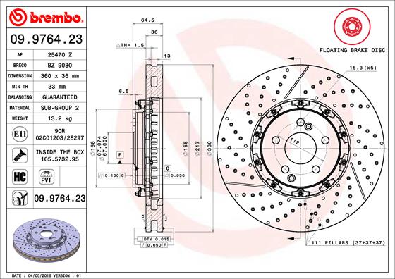 Brembo Remschijven 09.9764.23