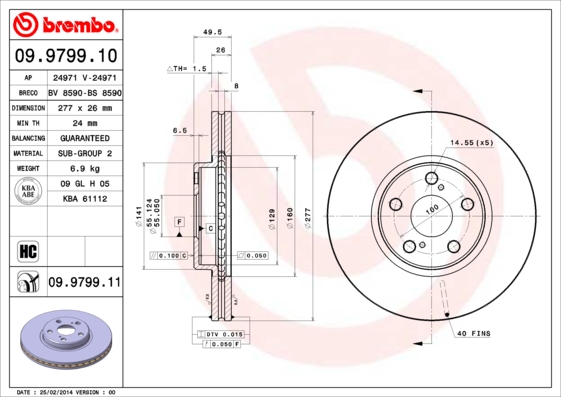 Remschijven Brembo 09.9799.11