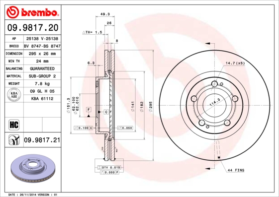 Brembo Remschijven 09.9817.21