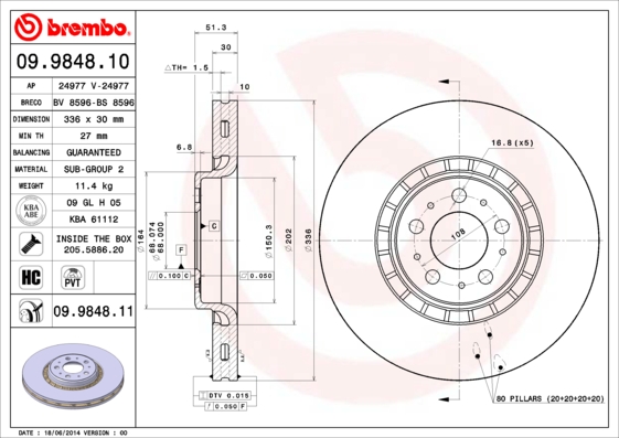 Brembo Remschijven 09.9848.11