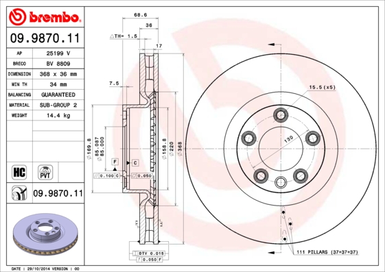 Brembo Remschijven 09.9870.11