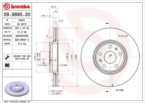 Brembo Remschijven 09.9895.20