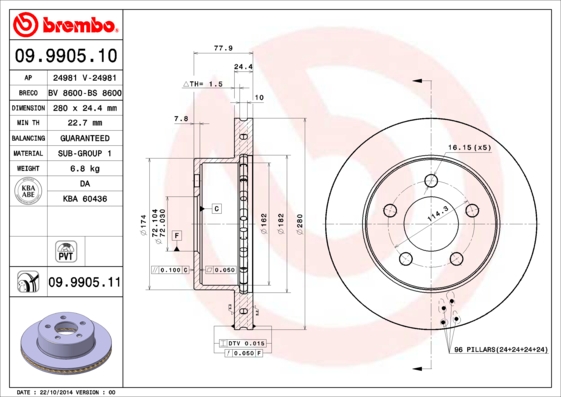 Brembo Remschijven 09.9905.11