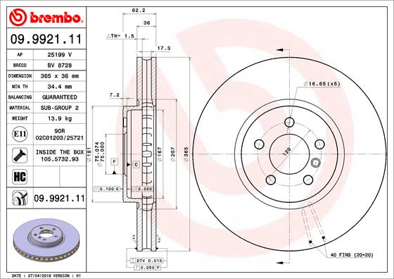 Brembo Remschijven 09.9921.11