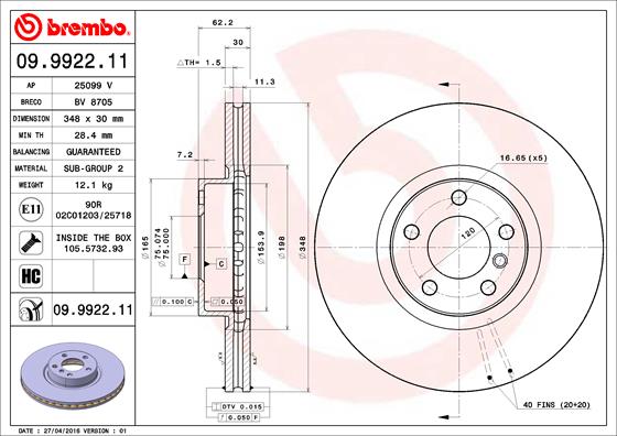 Brembo Remschijven 09.9922.11