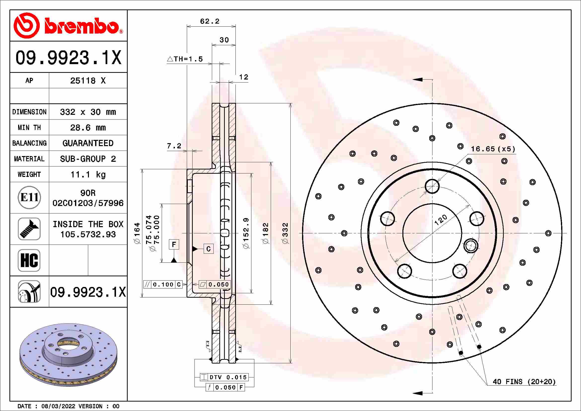 Remschijven Brembo 09.9923.1X