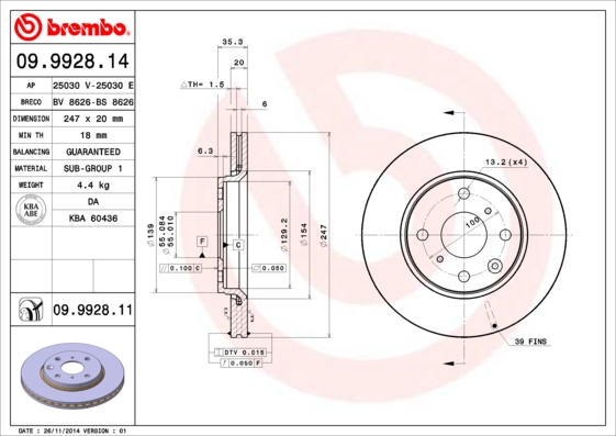 Brembo Remschijven 09.9928.11