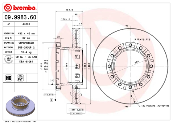 Remschijven Brembo 09.9983.60