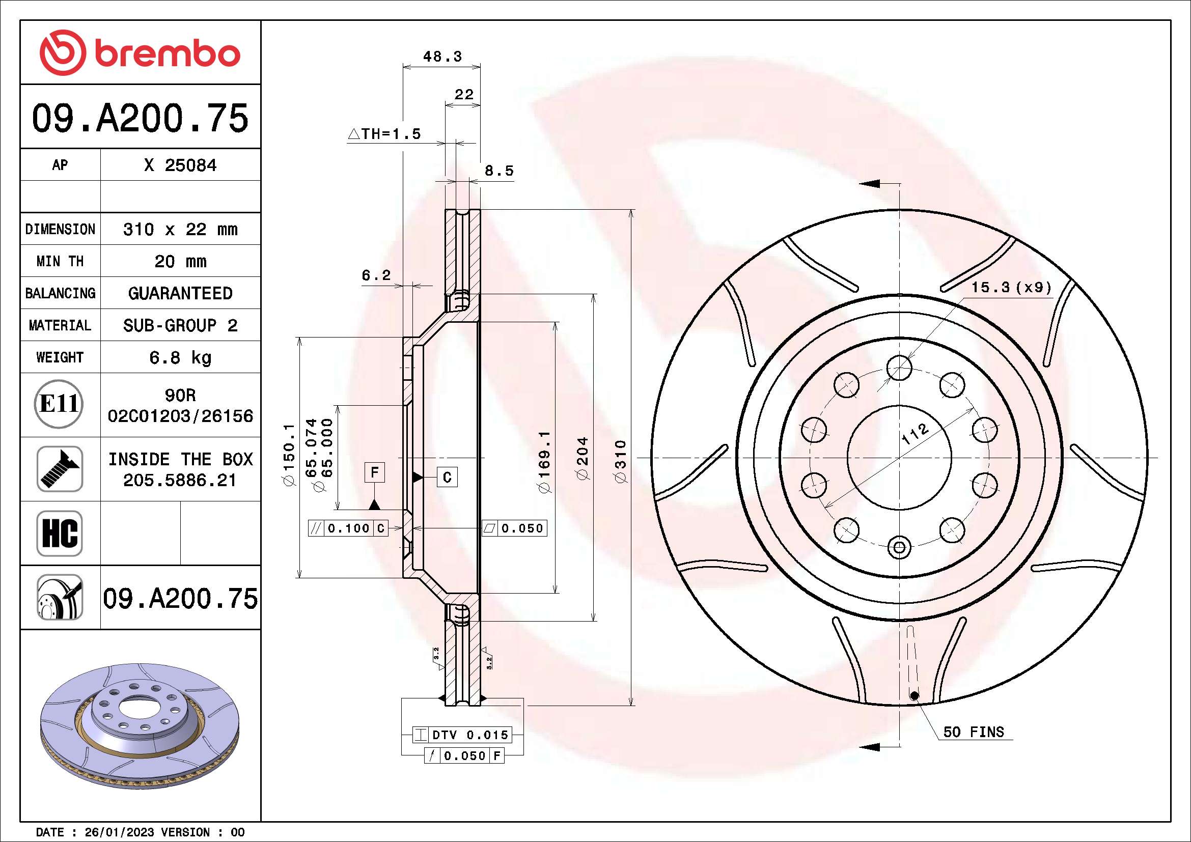 Remschijven Brembo 09.A200.75