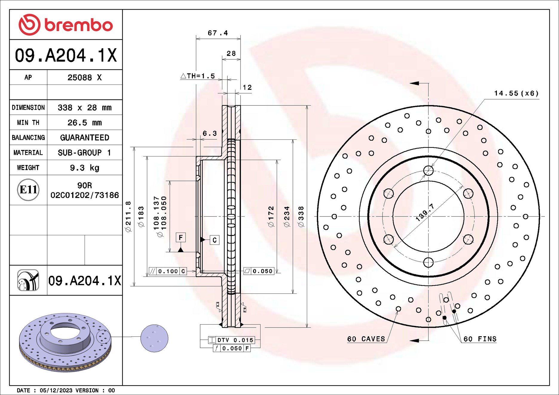 Brembo Remschijf 09.A204.1X
