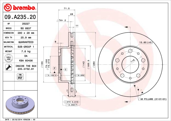 Brembo Remschijven 09.A235.20