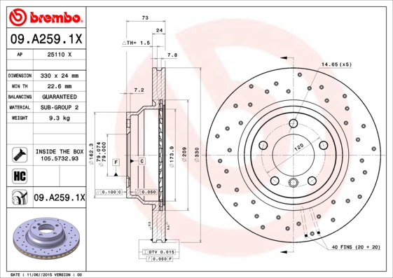 Brembo Remschijven 09.A259.1X