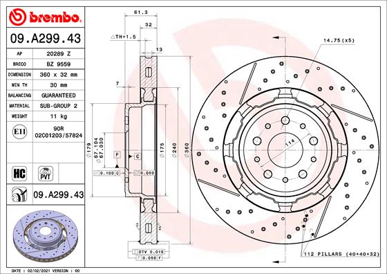 Remschijven Brembo 09.A299.43