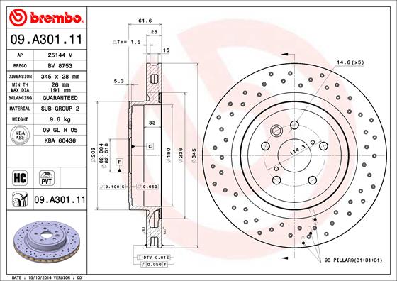 Brembo Remschijven 09.A301.11