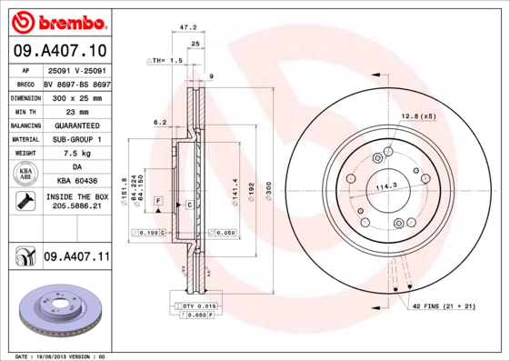 Brembo Remschijven 09.A407.11