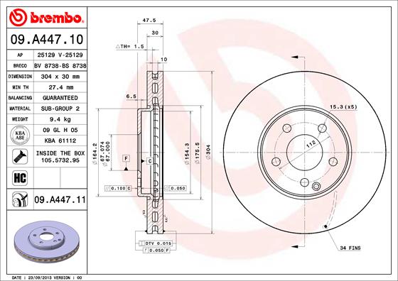 Remschijven Brembo 09.A447.11