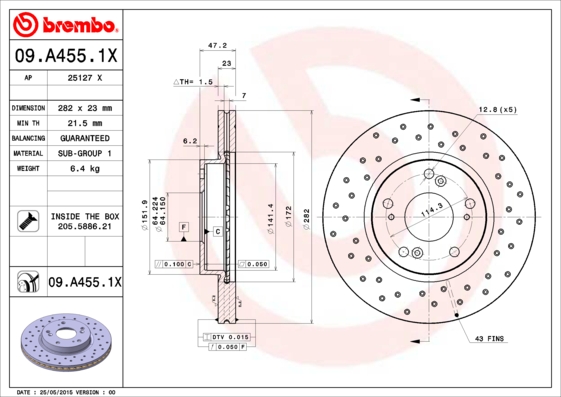 Brembo Remschijven 09.A455.1X