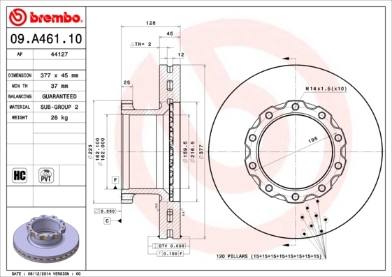 Remschijven Brembo 09.A461.10
