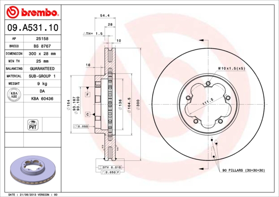 Brembo Remschijven 09.A531.10