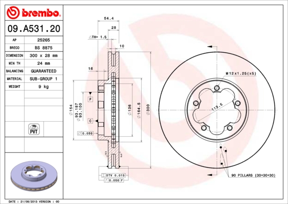 Brembo Remschijven 09.A531.20