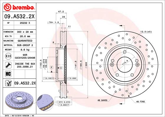 Remschijven Brembo 09.A532.2X