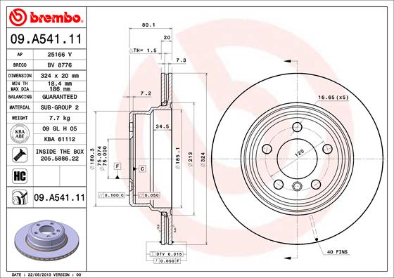 Remschijven Brembo 09.A541.11