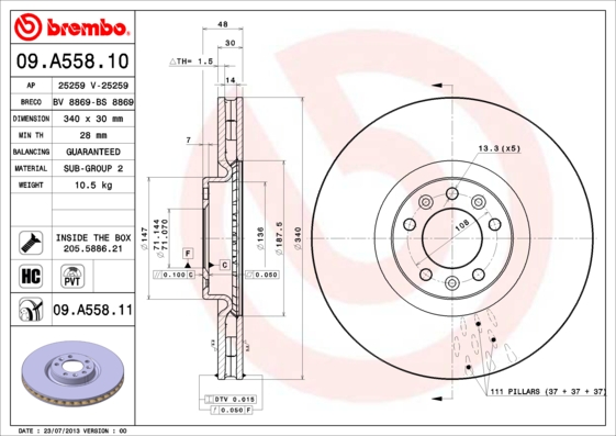 Remschijven Brembo 09.A558.11