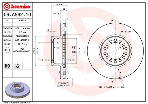 Remschijven Brembo 09.A562.10